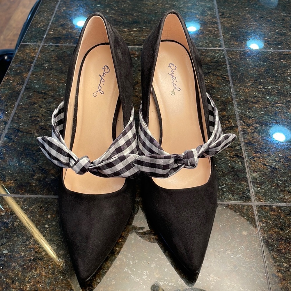 Suede, fancy stilettos from Qupid. 7.5.
